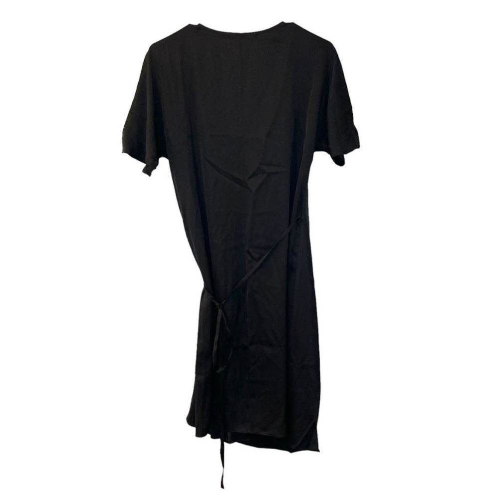 Quince Black Short Sleeve Wrap Mini Dress - Picture 4 of 8